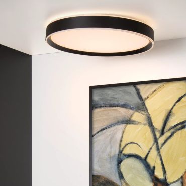 Lucide Nuria - plafonnier - Ø 50 x 7,5 cm - 36W LED inclus - 3 niveaux de gradation - noir
