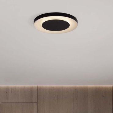 Nova Luce Pada - plafonnier - Ø 60 x 5 cm - 37W dimmable LED inclus - noir sablé et blanc