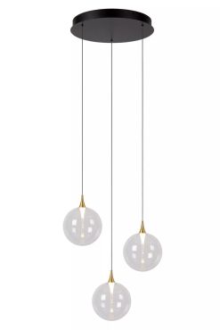 Lucide Gisela - lampe suspendue - Ø 36 x 150 cm - 3 x 3,6W LED dimmable inclus - transparent