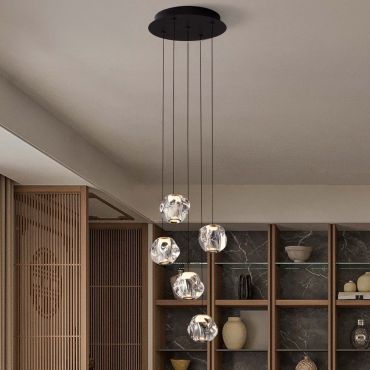 Nova Luce Ifos - lampe suspendue - Ø 30 x 150 cm - 25W dimmable LED inclus - noir sablé et métal chromé