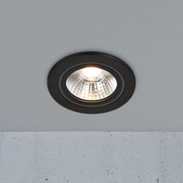Nordlux Alec 1-Kit - spot encastré - Ø 95 mm, Ø 80 mm encastré - gradateur 3 niveaux - 6,1W LED inclus - IP44 - noir
