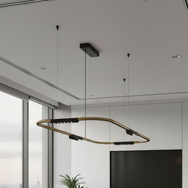 VK Lighting Core - lampe suspendue - 62,8 x 156,8 x 112,8 cm - 25W dimmable LED inclus - or et noir