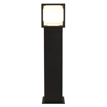 Searchlight Athens - mât de jardin - 15 x 15 x 65 cm - 9 W LED inclus - IP54 - noir et opale