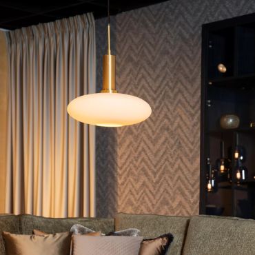 Lucide Singala - lampe suspendue - Ø 30 x 169 cm - opale et or