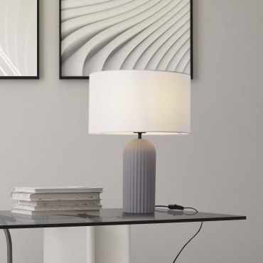 Nova Luce Ammos - lampe de table - Ø 35 x 47 cm - gris et blanc