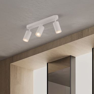 Nova Luce Mao - spot en saillie 3L - 5,5 x 16,5 x 38 cm - IP44 - blanc sable