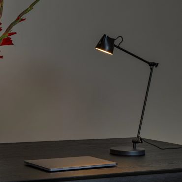 Lucide Milne - lampe de lecture avec variateur tactile - 38 x 16 x 42 cm - 8W dimmable LED inclus - noir