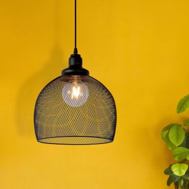 Lucide Mesh - lampe suspendue - Ø 28 x 160 cm - noir