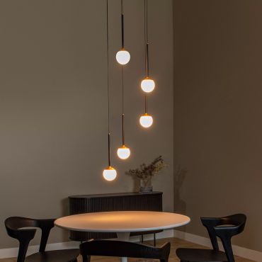 Lucide Calina - lampe suspendue - Ø 42 x 169,3 cm - 5 x 8,2W LED dimmable inclus - noir