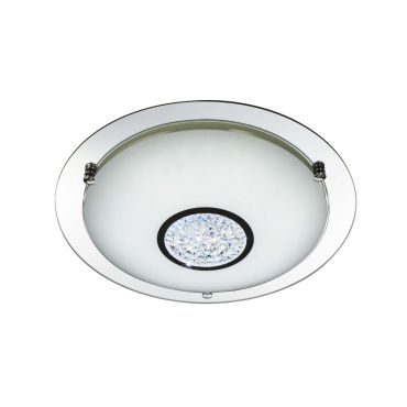 Searchlight Bathroom - plafonnier de salle de bains - Ø 32 x 8 cm - 12W LED inclus - IP44 - chrome