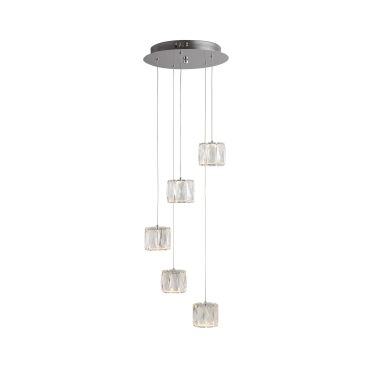 Searchlight Maxim - lampe suspendue - Ø 30 x 120 cm - 5 x 5W LED dimmable inclus - chrome