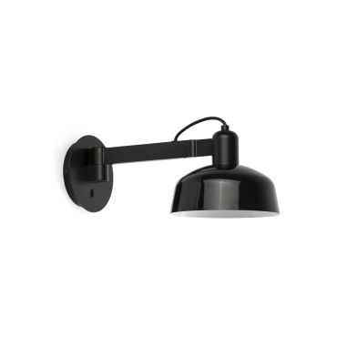 Faro Tatawin - applique - Ø 18,4 x 38 x 15 cm - noir satiné et noir brillant