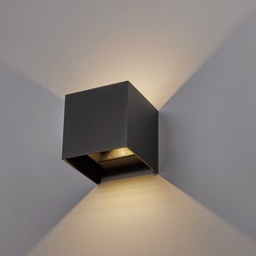 Nova Luce Epic - applique murale extérieure - 15 x 15 x 15 cm -  2 x 10W LED inclus - IP54 - anthracite foncé
