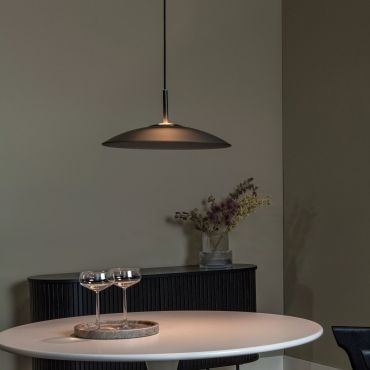 Lucide Menga - lampe suspendue - Ø 40 x 150 cm - 12W LED dimmable inclus - fumé