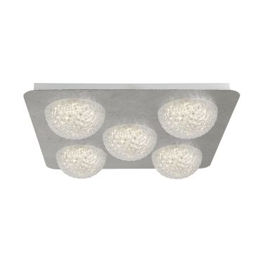 Searchlight Celestia - plafonnier - 43 x 43 x 7,7 cm - 3 niveaux de gradation - 33W LED inclus - argenté et transparent