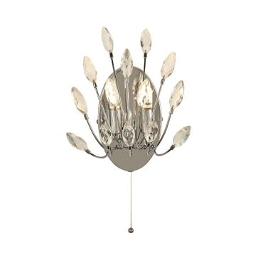 Searchlight Peacock - applique murale avec interrupteur à tirette - 14 x 24 cm - chrome