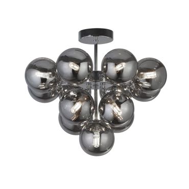 Searchlight Berry - plafonnier - Ø 41 x 35 cm - chrome et verre fumé