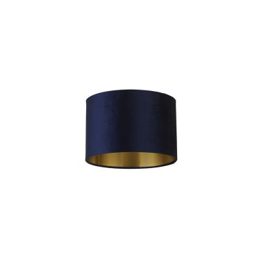 Searchlight Drum Shade - abat-jour - Ø 30 x 20 cm - bleu marine et or brossé