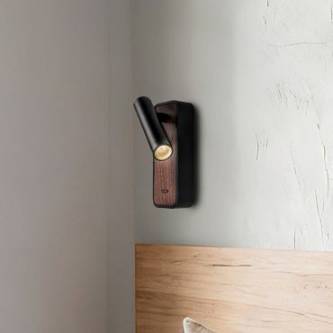 VK Lighting Novel - applique murale - Ø 2,7 x 15 cm - 3W LED inclus - noir et bois