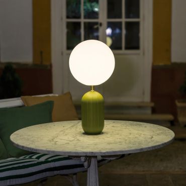 New Garden Monica 50 - lampe de table rechargeable à batterie avec télécommande - Ø 25 x 51,3 cm - 7W LED inclus - IP54 - vert olive