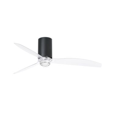Faro Mini Tube - ventilateur de plafond avec lumière et télécommande - Ø 128 cm - 17W LED inclus - noir mat et transparent