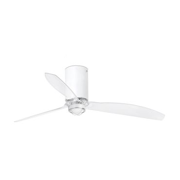Faro Mini Tube - ventilateur de plafond avec lumière et télécommande - Ø 128 cm - 17W LED inclus - blanc mat et transparent