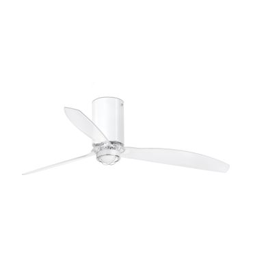Faro Mini Tube - ventilateur de plafond avec lumière et télécommande - Ø 128 cm - 17W LED inclus - blanc et transparent