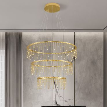 Nova Luce Stellar - lampe suspendue - Ø 80 x 200 cm - 72W dimmable LED inclus - doré