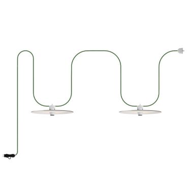 Creative Cables Eiva Ellepì - guirlande lumineuse portable - longueur totale de 5,6 mètres - 2 prises E27 avec support de câble en silicone - IP65 - vert et blanc