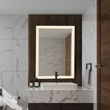 Nova Luce Deca - miroir avec éclairage - 60 x 80 x 3,5 cm - 29W LED inclus - IP44 - noir sablé et blanc