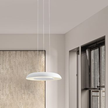 Nova Luce Epos - lampe suspendue - Ø 40 x 145 cm - 24W dimmable LED inclus - blanc sablé