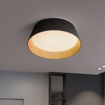 VK Lighting Aelia - plafonnier - Ø 46 x 15 cm - 30W dimmable LED inclus - noir et bois