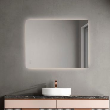 Nova Luce Alda - miroir avec éclairage - 80 x 60 x 3,5 cm - 48W LED inclus - IP44 - argent