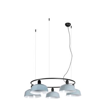 Faro Tatawin M - suspension - Ø 96,6 x 100 x 210 cm - noir satiné et bleu grisâtre brillant