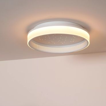 Lucide Estreja - plafonnier avec télécommande - Ø 40 x 9 cm - 40W + 10W LED inclus - blanc