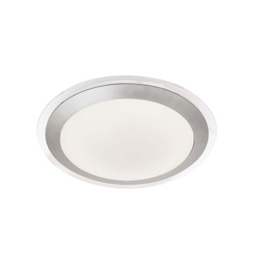 Searchlight Bathroom Flush - plafonnier de salle de bains - Ø 33 x 7 cm - 12W LED dimmable inclus - IP44 - argenté