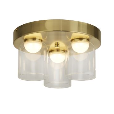 Searchlight Highball - plafonnier - Ø 30 x 16 cm - 16W LED dimmable inclus - IP44 - laiton satiné