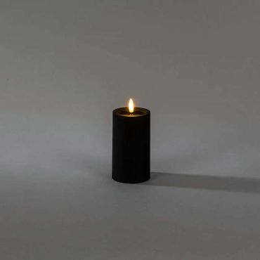 Konstsmide - Bougie LED à piles avec flamme vacillante - Ø 7 x 12 cm - IP44 - noir