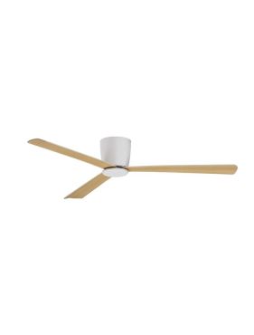 Nova Luce Dell - ventilateur de plafond avec télécommande et option lumière - Ø 121,9 x 18,2 cm - blanc &amp; bois