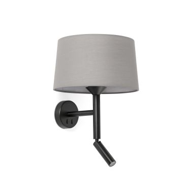 Faro Windsor - applique murale avec lecteur - Ø 29 x 49,9 x 26,5 cm - noir mat et gris