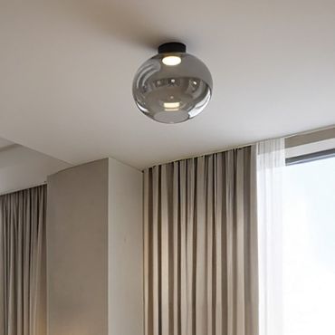 VK Lighting Iori - plafonnier - Ø 20 x 19 cm - 5W LED inclus - noir et gris fumé