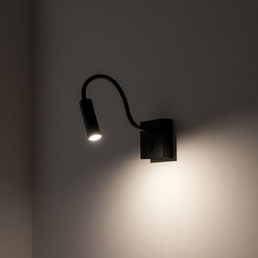 Nova Luce Madison - applique murale avec interrupteur - 8 x 8 x 32 cm - 3W LED inclus - noir