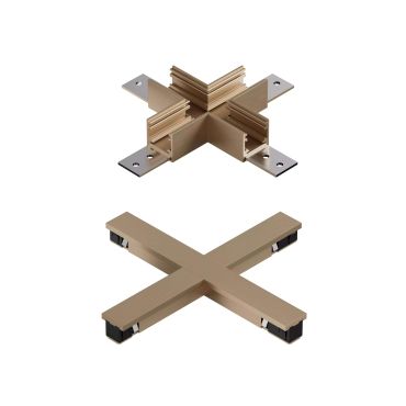 Lucide Linial - système de rails magnétiques - pièce de jonction en X &amp; connecteur électrique - 16 x 16 x 1,7 cm - champagne