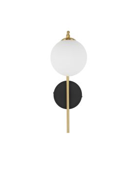 Nova Luce Savoy - applique murale - Ø 11 x 34 cm - satin doré, noir mat et blanc opale