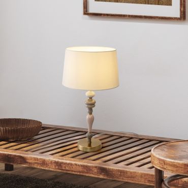 Nova Luce Damo - lampe de table - Ø 34 x 60 cm - laiton antique, orange doux et brun