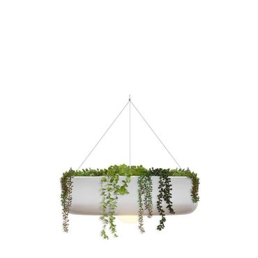 New Garden Elba 59 - lampe suspendue rechargeable avec télécommande - Ø 59 x 15 cm - LED dimmable inclus - IP54 - blanc