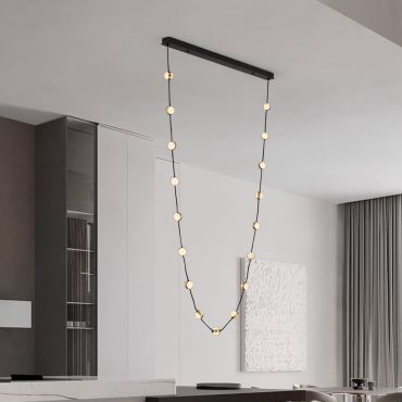 Nova Luce Alcinoe - lampe suspendue - 10 x 210 x 127 cm - 54W dimmable LED inclus - noir mat et or