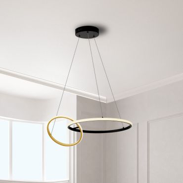 Nova Luce Imar - lampe suspendue - Ø 63 x 150 cm - 36W dimmable LED inclus - noir sablé et or
