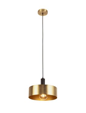 Searchlight Knox - lampe suspendue - Ø 30 x 140 cm - noir et or