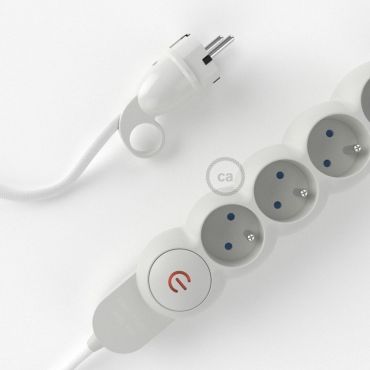 Creative Cables - multiprise avec câble de 1 mètre - 4 points de connexion - version BE/FR avec broche de mise à la terre - blanc